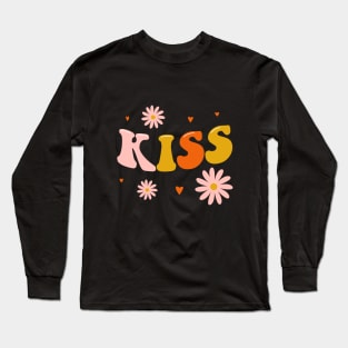 Kiss lettering. Vintage art-prints. Quote design. Long Sleeve T-Shirt